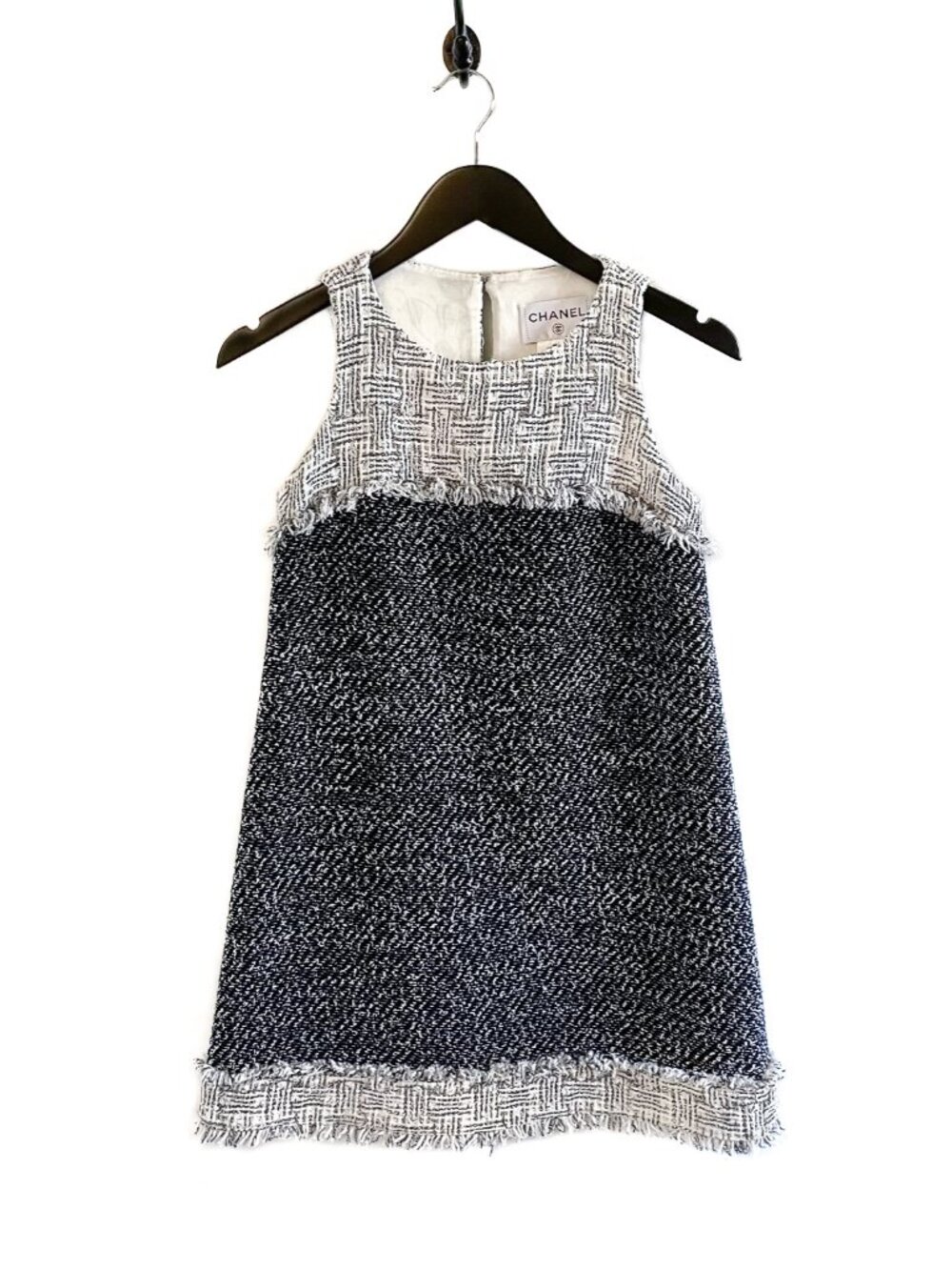 Chanel 2014 Black Ivory Tweed Combo Sleeveless Shift Dress